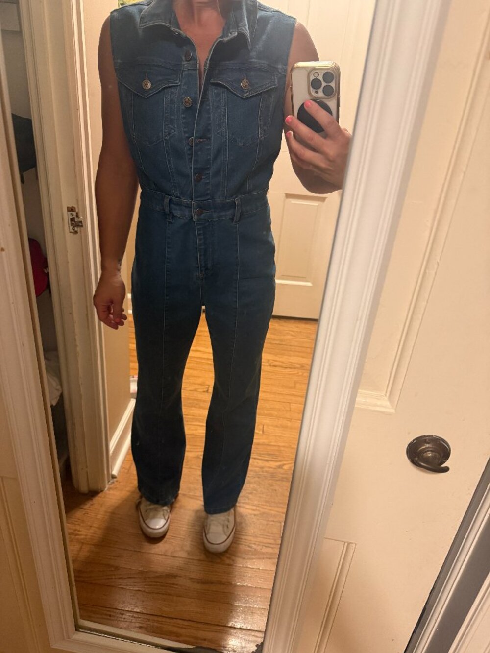 Lark + Grey Women’s Small Denim Jumpsuit Sleeveless Button Front